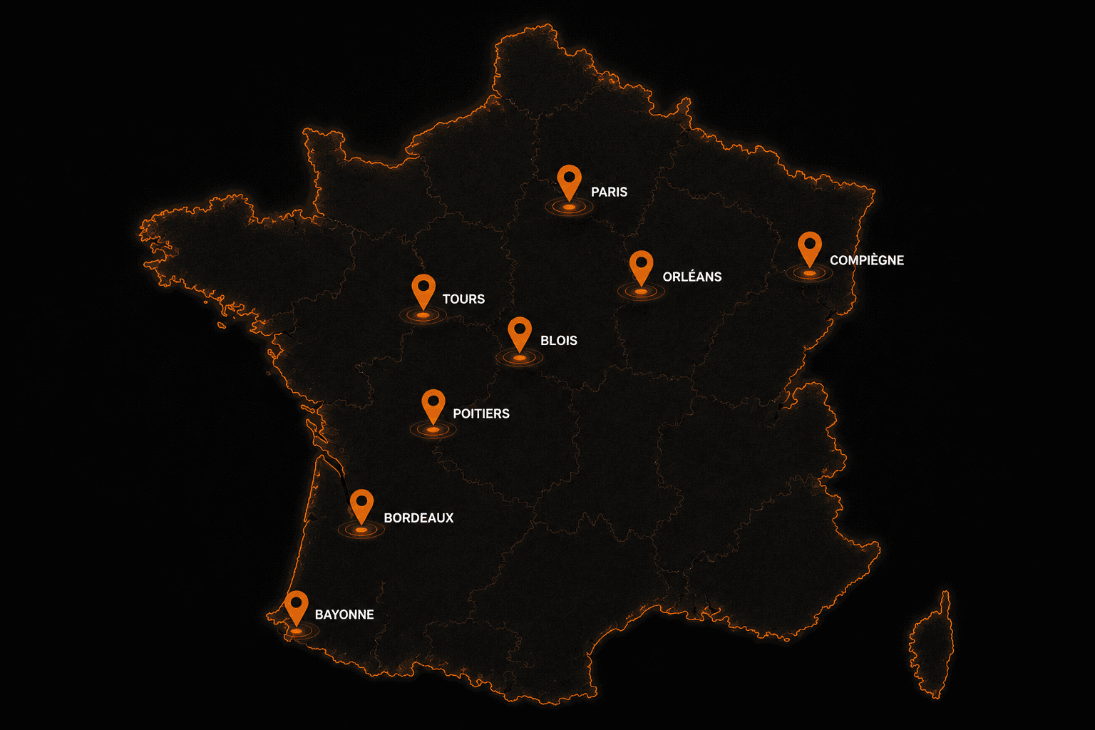 Carte des zones d’intervention en France